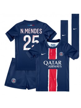 Paris Saint-Germain Nuno Mendes #25 Replika Hemmakläder Barn 2024-25 Kortärmad (+ byxor)